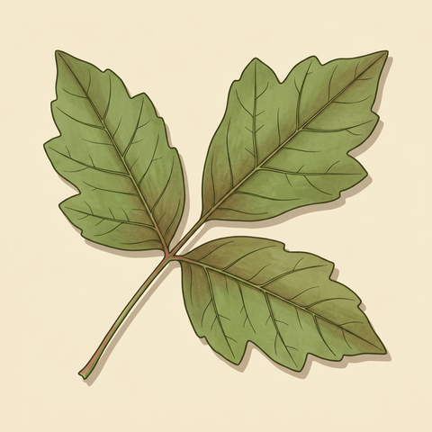 Trifoliate leaf illustration — Toxicodendron diversilobum (poison oak)