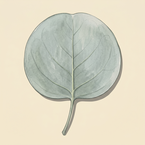Orbicular leaf illustration — Eucalyptus cinerea juvenile