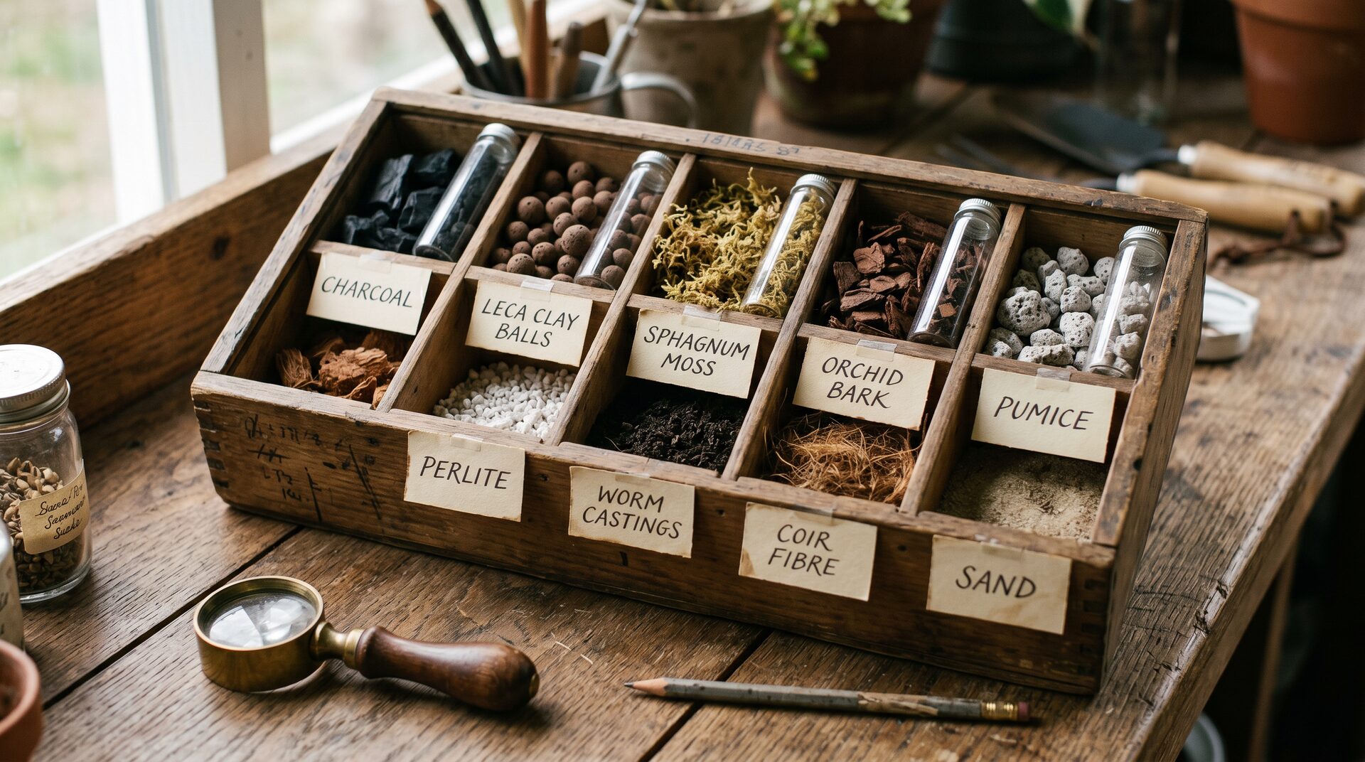 Botanical specimen tray with horticultural ingredients