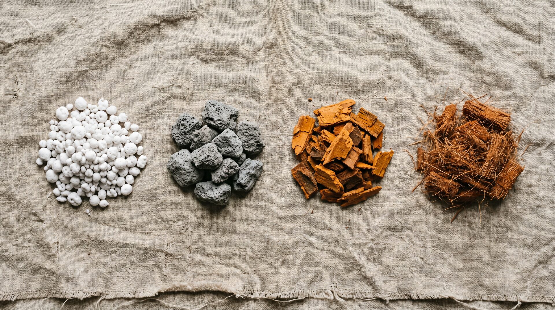 Substrate ingredients arranged on linen background